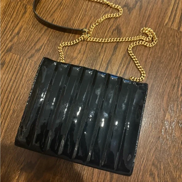 Yves Saint Laurent Black and Gold Vicky Crossbody Bag - Picture 6 of 6